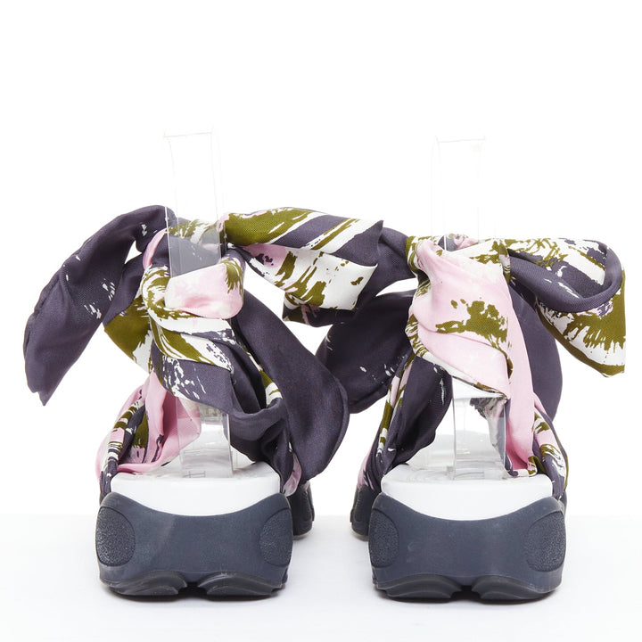 CHRISTIAN DIOR Raf Simons 2015 Brooklyn pink green scarf gladiator sandals EU38