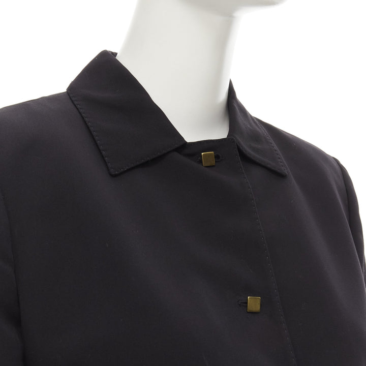 VALENTINO Vintage copper tone square buttons black cropped blazer IT44 L