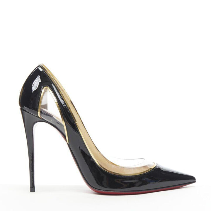 Female mannequin wearing Christian Louboutin Cosmo 554 Black Patent Leather Women Heels in Size EU37.5 | Available at JHROP