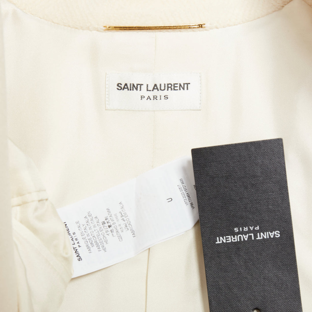 SAINT LAURENT 2023 Runway ocru chevron wool Extreme Power shoulder blazer OS