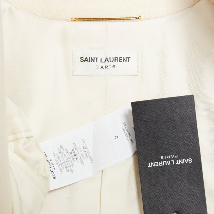 SAINT LAURENT 2023 Runway ocru chevron wool Extreme Power shoulder blazer OS