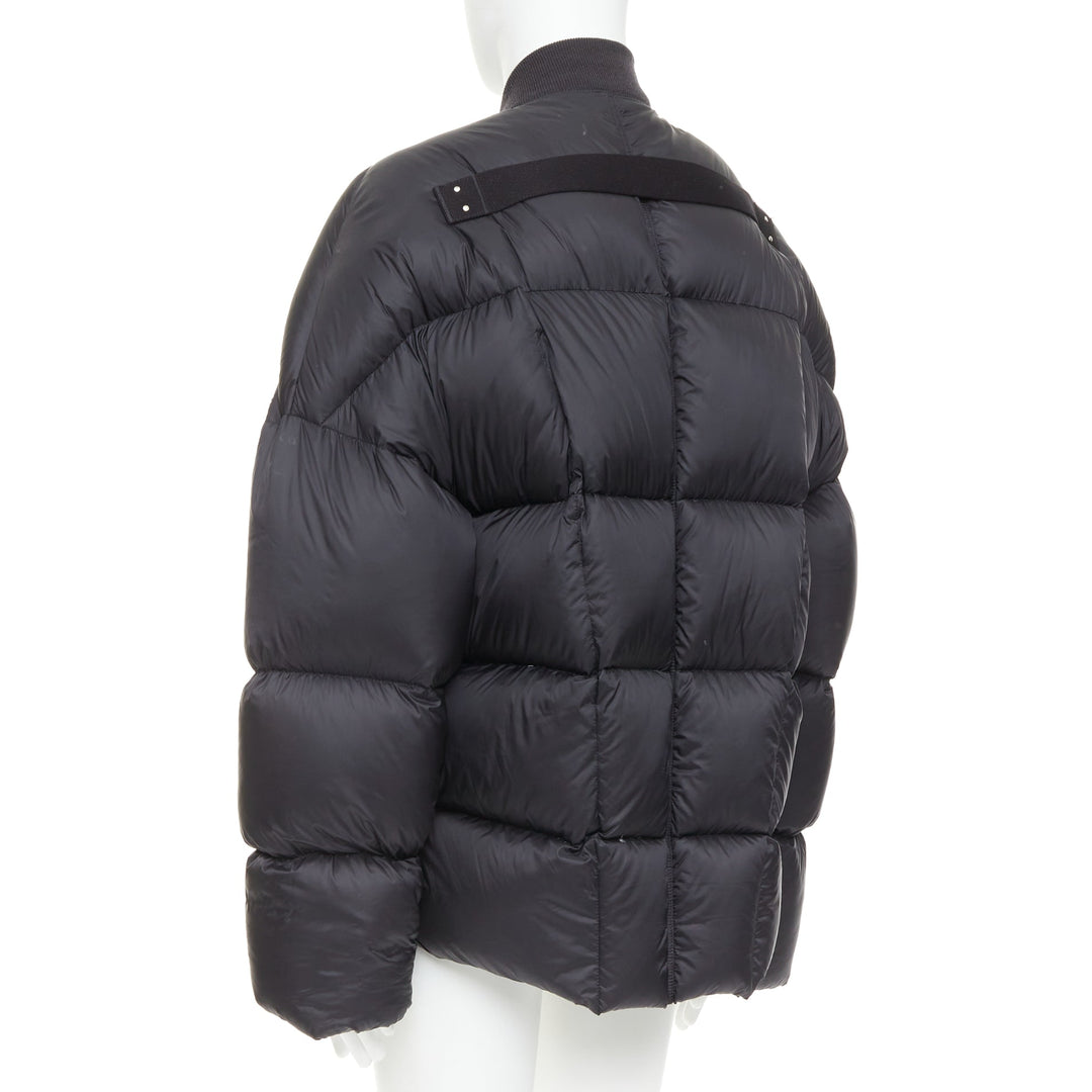 RICK OWENS 2022 Strobe black goose down oversized cocoon boxy puff bomber IT48 M