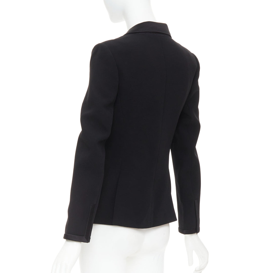 BALENCIAGA Vintage 2010 black satin trim fitted blazer jacket FR36 S