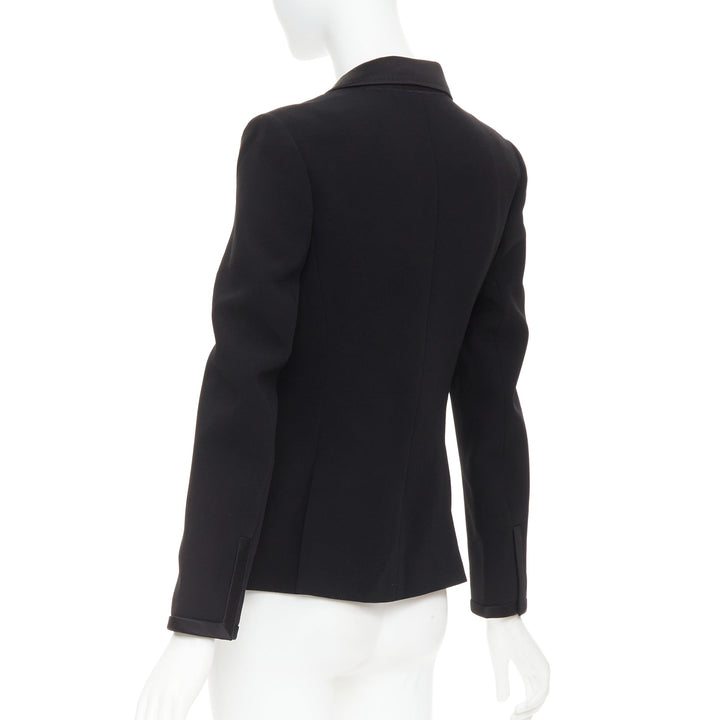 BALENCIAGA Vintage 2010 black satin trim fitted blazer jacket FR36 S