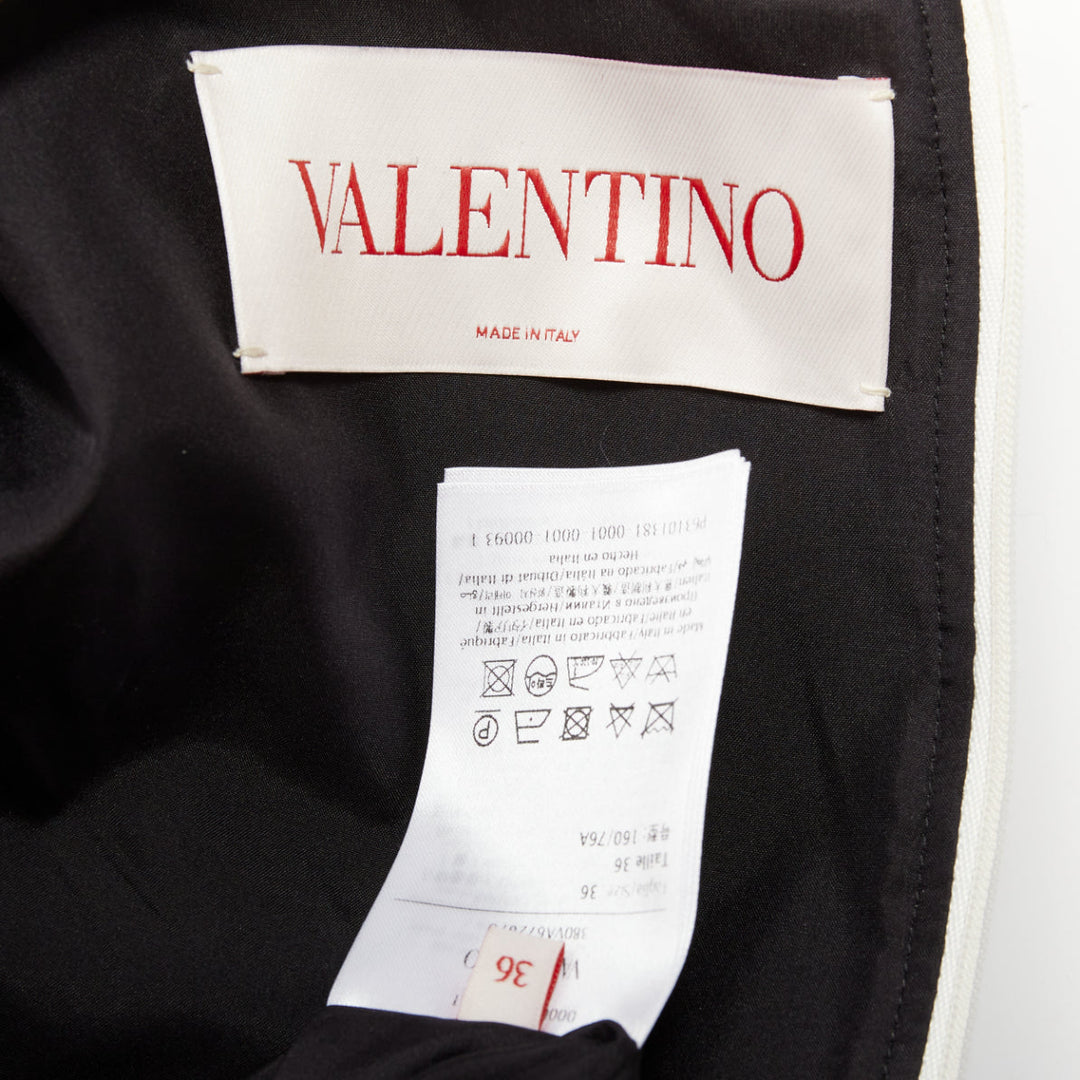 VALENTINO 2023 Strhype Crepe Couture cream black wool chevron dress IT36 XXS