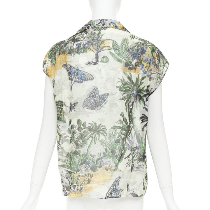 DIOR Dioriviera  Toile de Jouy Palms forest animal print cotton shirt FR36 S