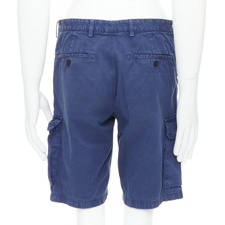 PRADA blue washed cotton pocketed cargo bermuda shorts  IT46 S