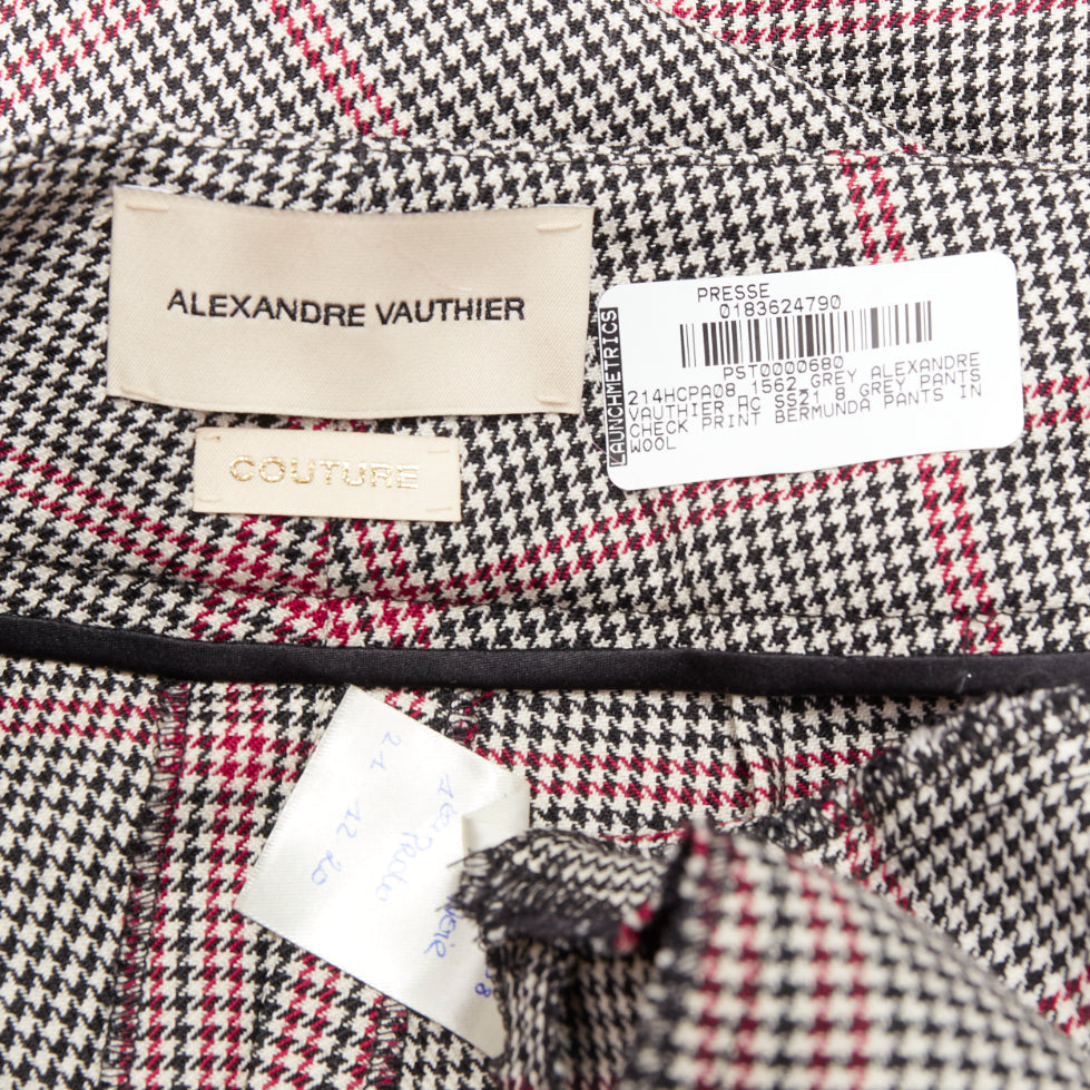 ALEXANDRE VAUTHIER COUTURE SS2021 Runway grey red glen plaid bermuda shorts