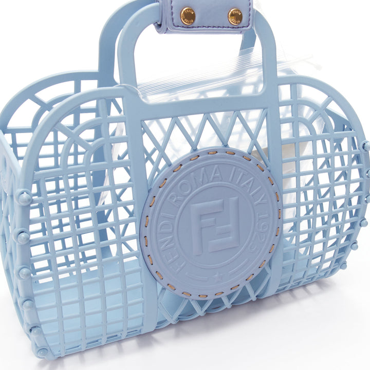 FENDI Recycled Plastic Vitello Liberty Matte blue FF picnic basket bag