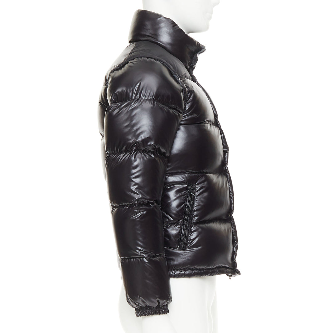 MONCLER Grenable black shine snap button cropped puffer jacket Sz.0 XS