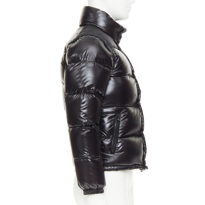 MONCLER Grenable black shine snap button cropped puffer jacket Sz.0 XS