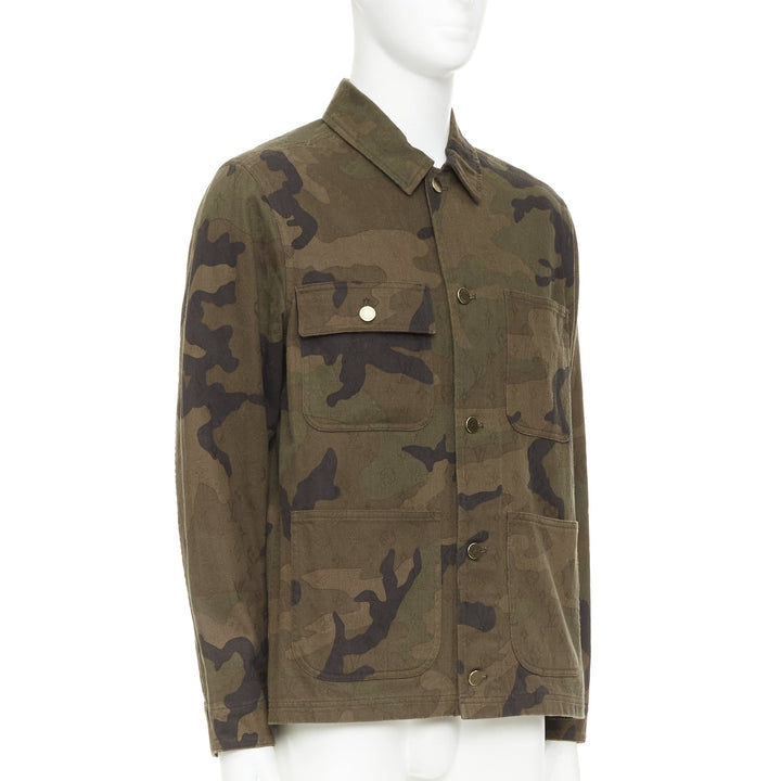 rare LOUIS VUITTON SUPREME 2017 green monogram camo jacquard chore jacket FR44
