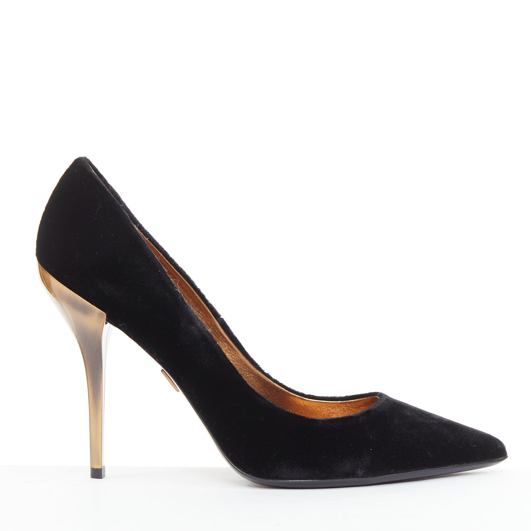 ROGER VIVIER 2018 Decollete Sexy black velvet bronze heel pigalle  pump EU38