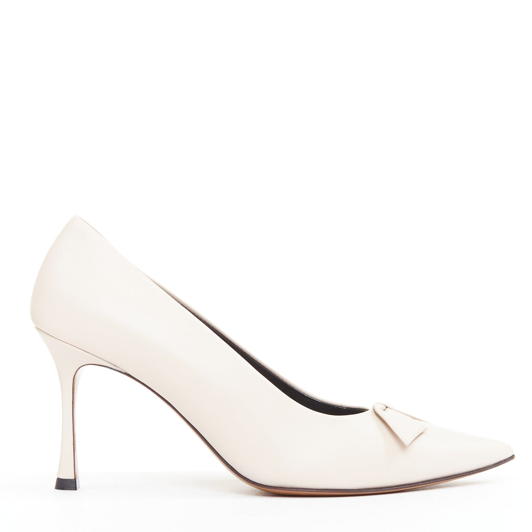 THE ROW Champagne Pump Bow rose beige soft calf pointy spool heel pump EU37
