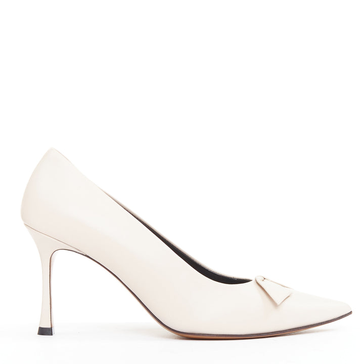 THE ROW Champagne Pump Bow rose beige soft calf pointy spool heel pump EU37