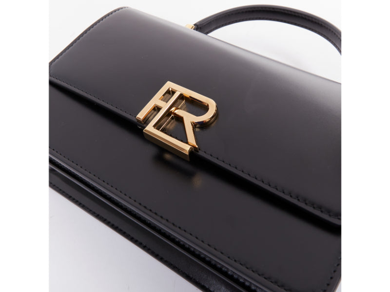 RALPH LAUREN Collection RL 888 black calfskin gold RL crossbody satchel bag