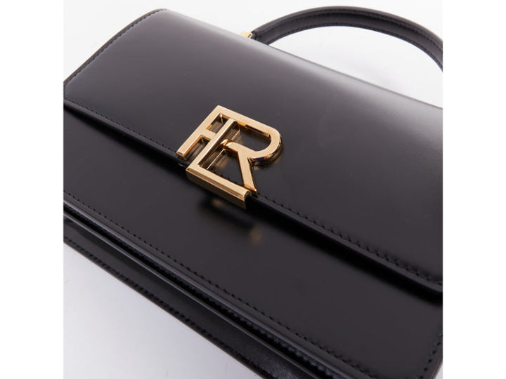 RALPH LAUREN Collection RL 888 black calfskin gold RL crossbody satchel bag