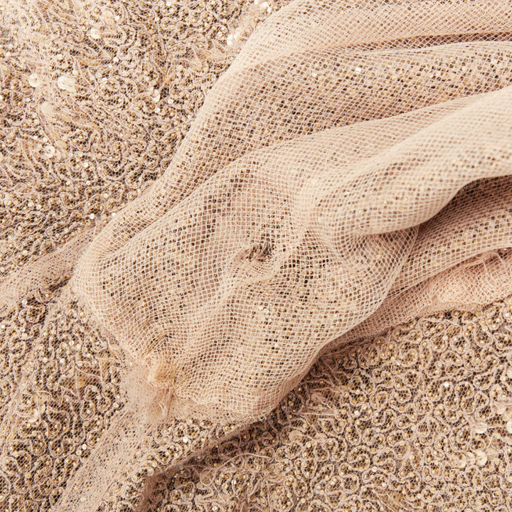 rare ALEXANDRE VAUTHIER COUTURE gold bead sequin embellished plunge evening