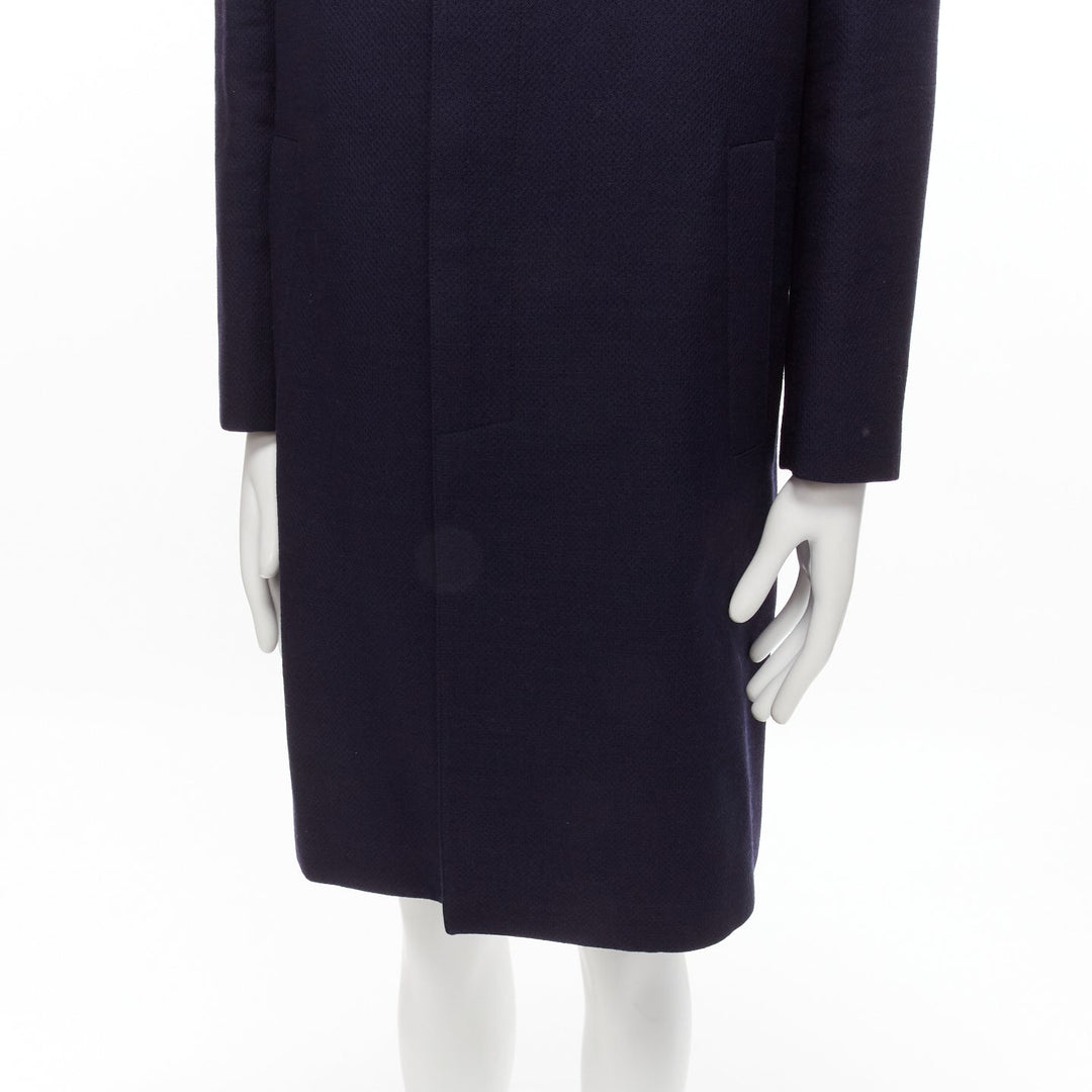 MARNI 100% wool navy blue minimal invisible button longline coat IT48 M