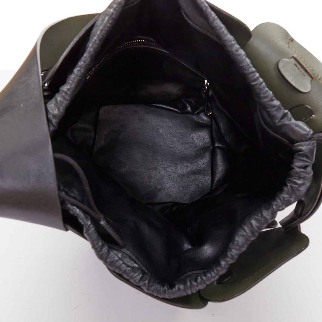 PACO RABANNE Bucket black puzzle leather patch medium shoulder bag