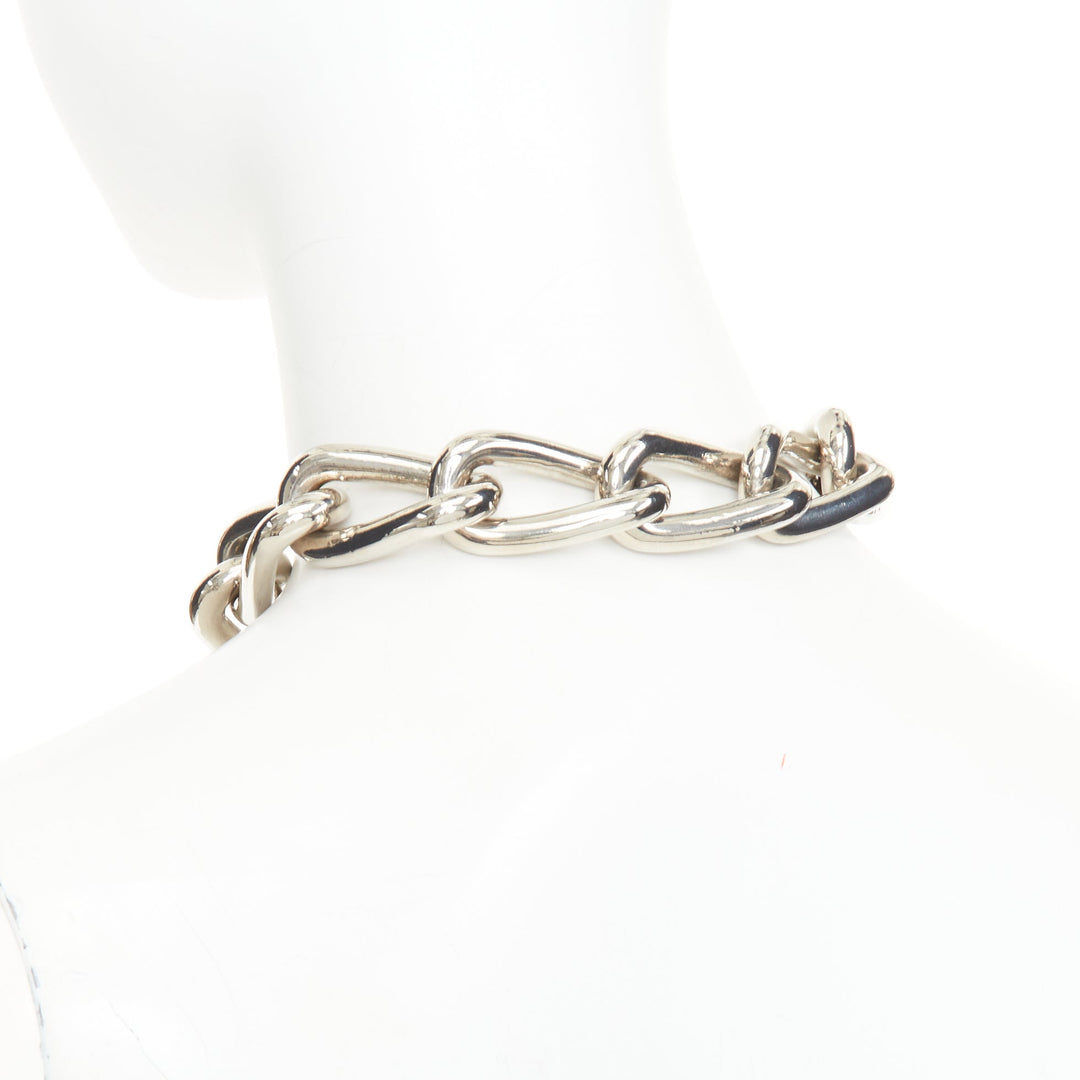 GUCCI 2024 Runway punk oversized link XL GG silver tone choker necklace