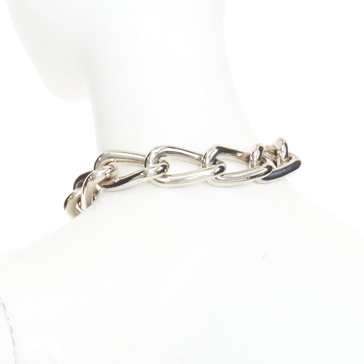 GUCCI 2024 Runway punk oversized link XL GG silver tone choker necklace