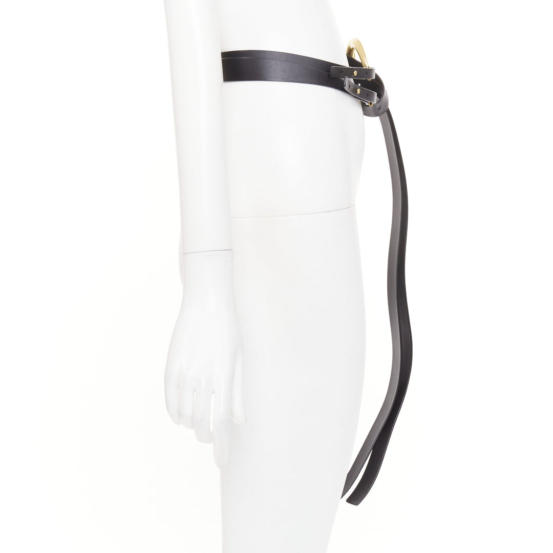 BOTTEGA VENETA 2019 Daniel Lee Horseshoe Double Strap black gold buckle belt