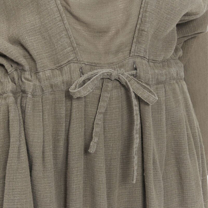 ISSEY MIYAKE 1980's Vintage grey linen yellow Obi belt cowl neck dress M Rare