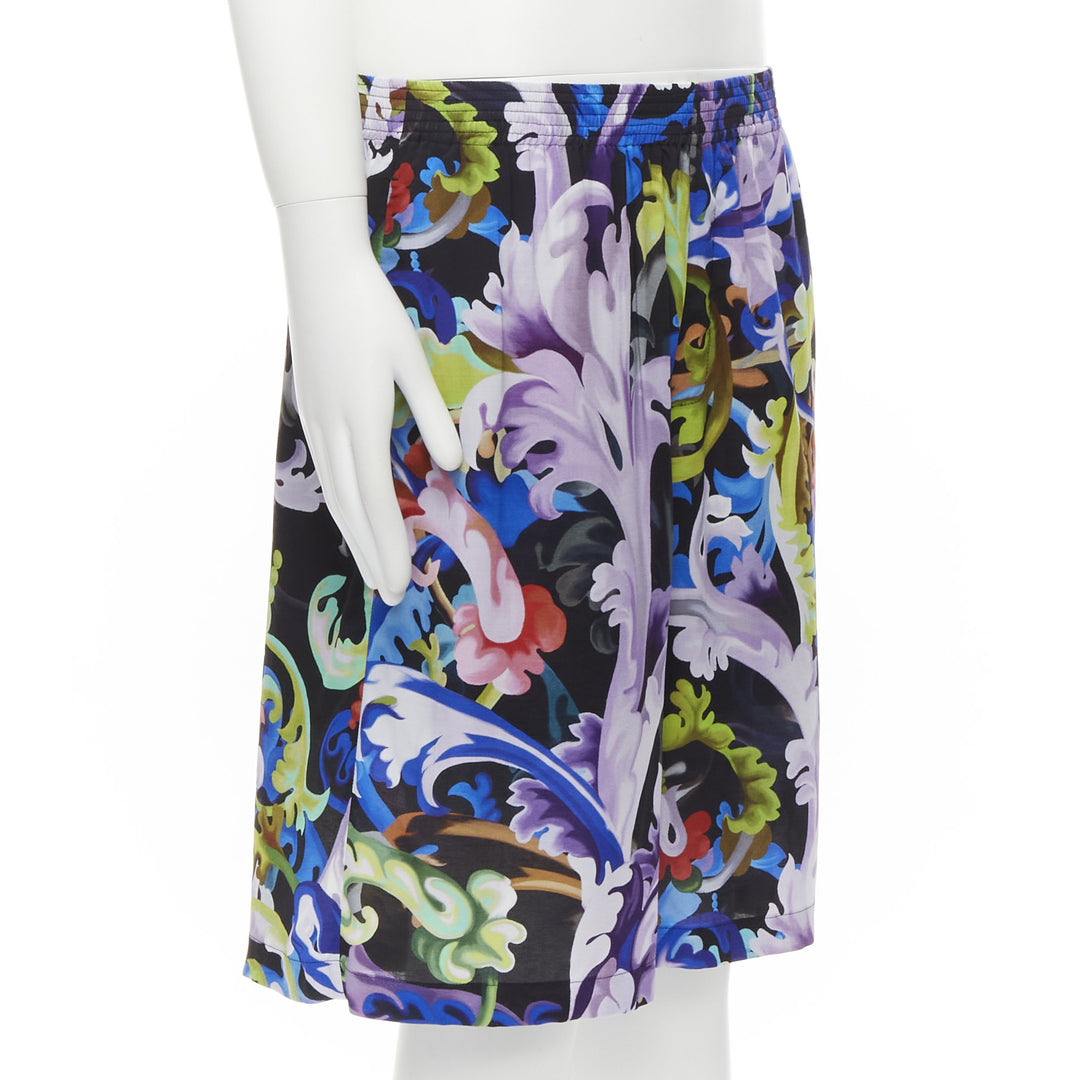 VERSACE 2021 Runway Baroccoflage floral baroque wide shorts IT46 S