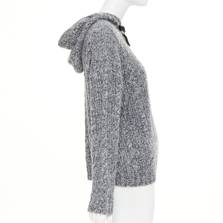 SHUSHU TONG 2024  grey wool blend black velvet ribbon oversized sweater UK6 XS