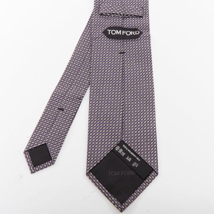 TOM FORD 100% mulberry purple silk woven jacquard formal dress tie