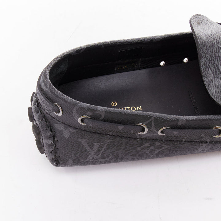 LOUIS VUITTON Arizona Eclipse grey canvas monogram mocassin EU42.5