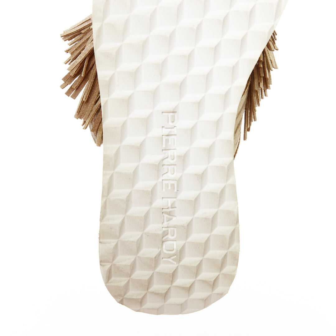 PIERRE HARDY beige suede leather fringe detail loafer sneakers EU43