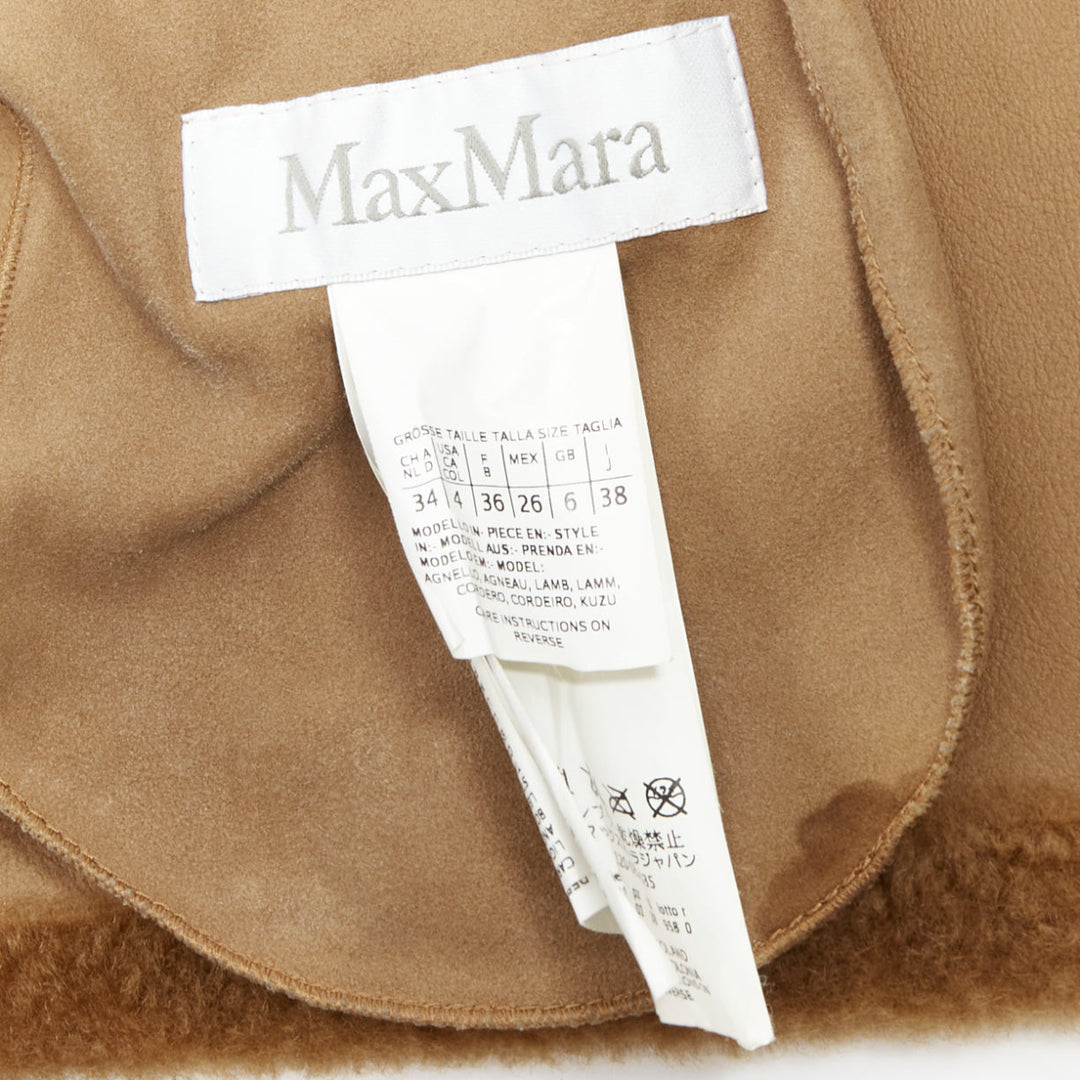 MAX MARA brown lambskin leather shearling Teddy short coat IT38 XS