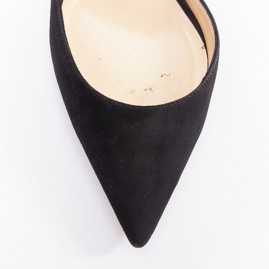 CHRISTIAN LOUBOUTIN Iriza 60 half dorsay black suede pumps EU34.5