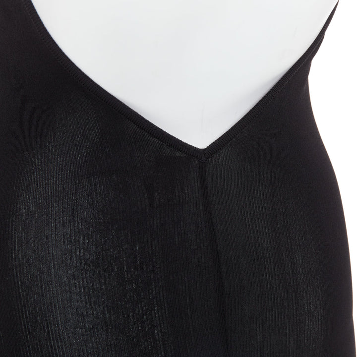 ALEXANDRE VAUTHIER black fine knit crystal encrusted rope halter open back dress