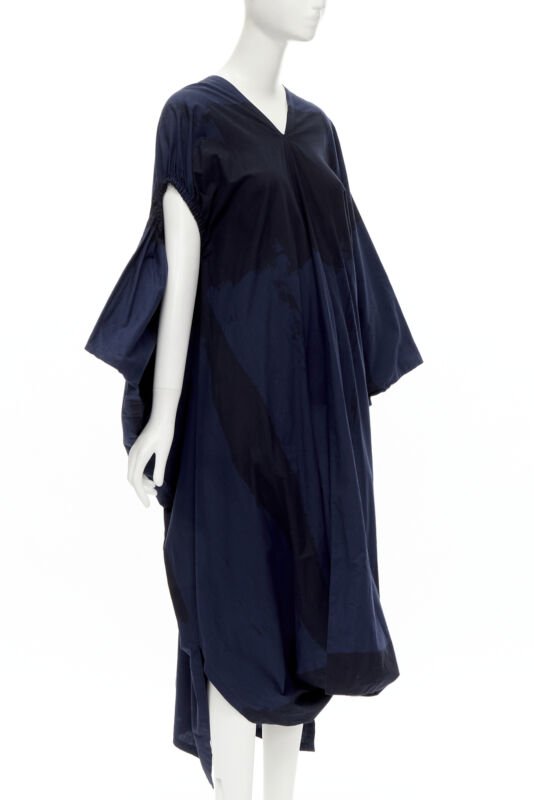 rare COMME DES GARCONS Vintage 1980's blue brushstroke angular trapeze dress