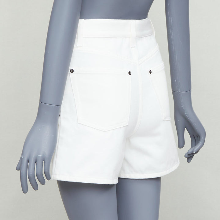 LOUIS VUITTON 2024 white cotton accent denim mini shorts FR34 XS