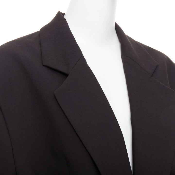 BAZILICA black cotton blend flap pocket belted oversized singled breasted blazer