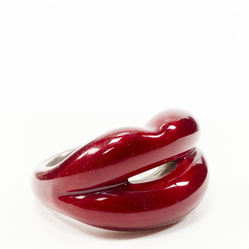 Female mannequin wearing HOTLIPS BY SOLANGE Special Edition (RED) Red Enamel Women Jewelry Ring in Size  6.25 | Available at JHROP