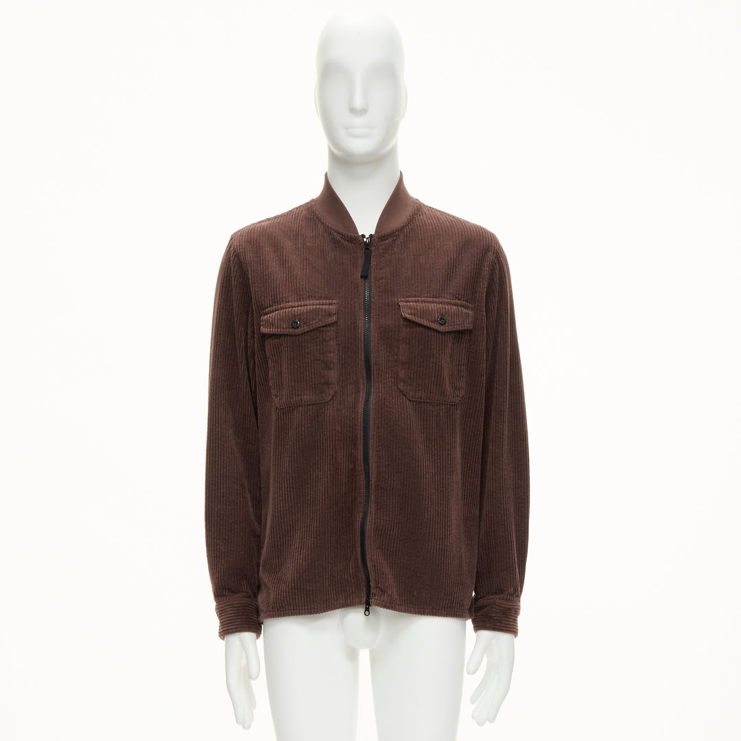 STONE ISLAND brown corduroy trucker pocket zip up bomber jacket M