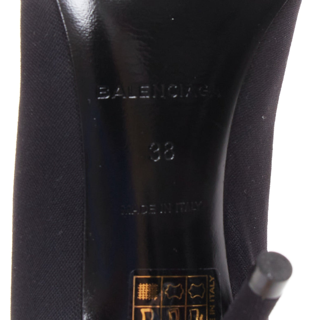BALENCIAGA Demna Knife black crepe jersey BB embroidered thigh high boots EU38