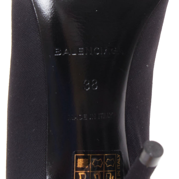 BALENCIAGA Demna Knife black crepe jersey BB embroidered thigh high boots EU38
