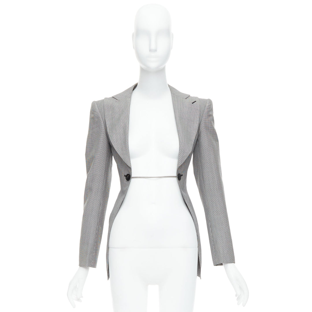 Female mannequin wearing Junya Watanabe 2009 Runway Grey Wool Women Blazers in Size  S | Available at JHROP