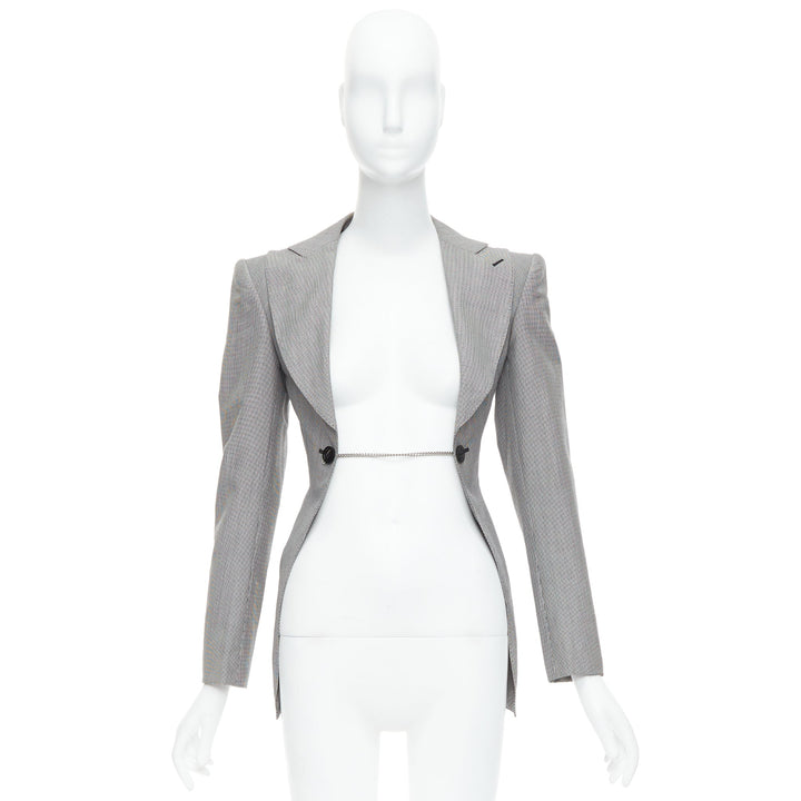 Female mannequin wearing Junya Watanabe 2009 Runway Grey Wool Women Blazers in Size  S | Available at JHROP