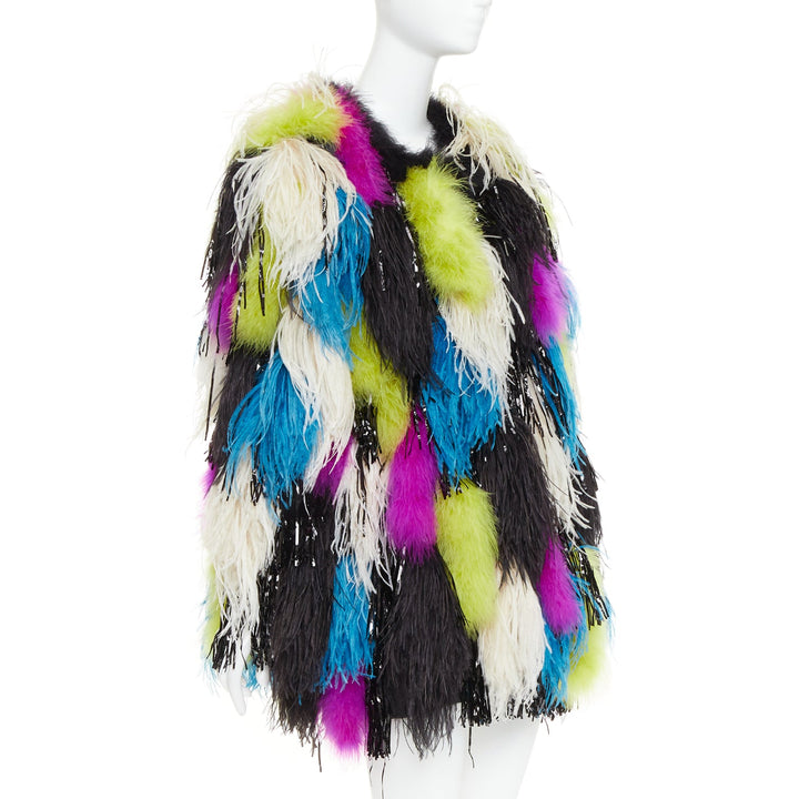 rare ALEXANDRE VAUTHIER COUTURE SS2022 Runway Maison Lemarie ostrich tinsel coat