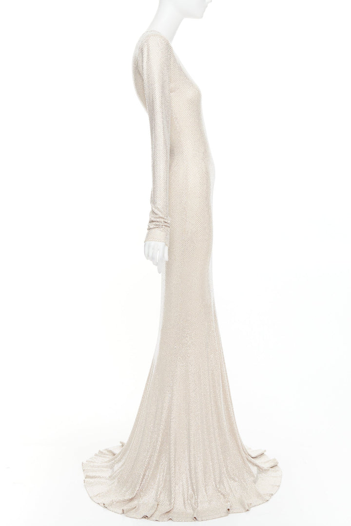 ALEXANDRE VAUTHIER Bridal ivory nude diamond strass crystal long gown dress