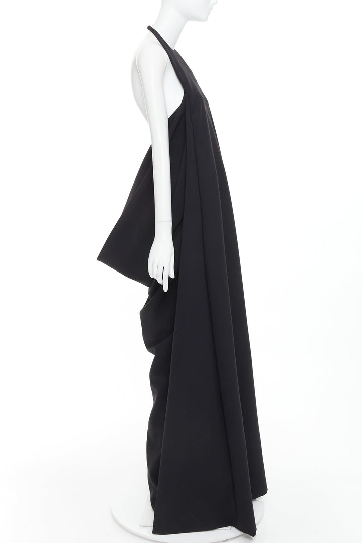 ALEXANDRE VAUTHIER COUTURE black halter neck cowl back voluminous maxi gown