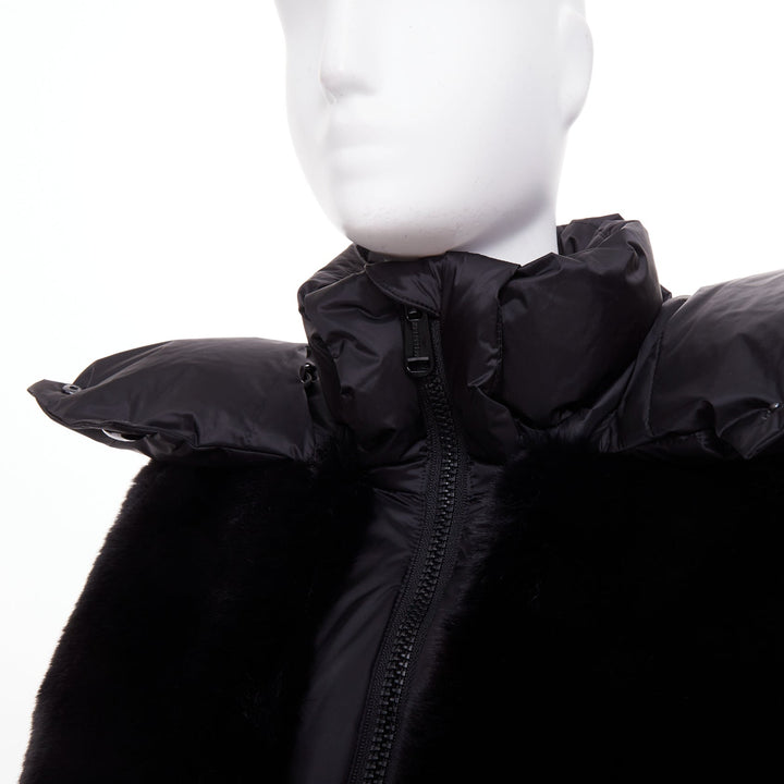 GOLDBERGH 2023 La Reine black faux fur panel hooded goose puffer jacket FR32