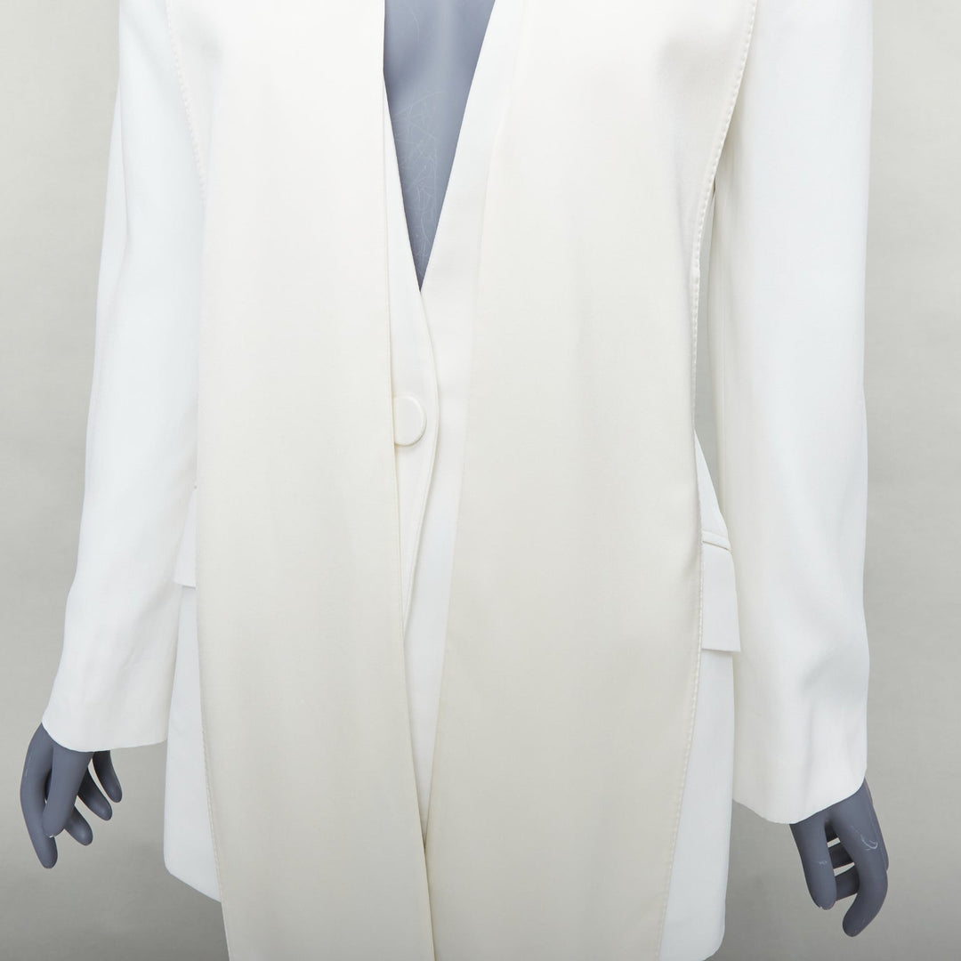 ALEXANDER MCQUEEN 2019 cream silk panel long tuxedo blazer jacket IT42 M